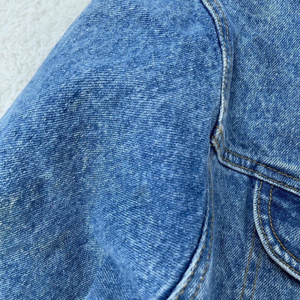 VINTAGE Lee Denim Jacket CROP FIT M/L Trucker Corvette Callaway Grand Sport 90s - Picture 6 of 12